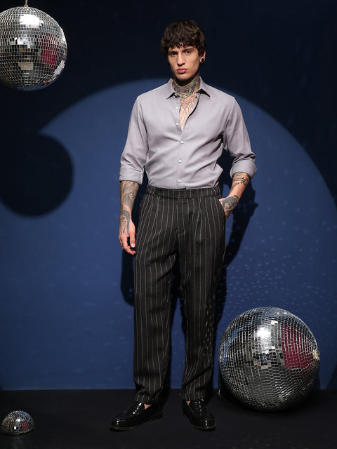 CAHOOT Lightweight - Pinstripe-Pleated Chino Trousers