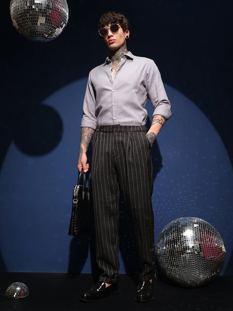 CAHOOT Lightweight - Pinstripe-Pleated Chino Trousers