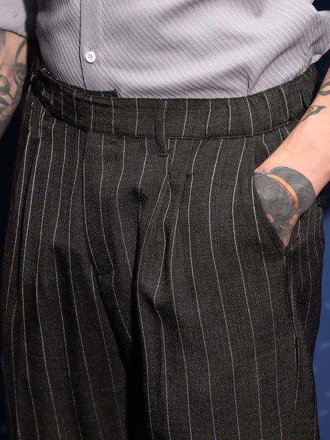 CAHOOT Lightweight - Pinstripe-Pleated Chino Trousers