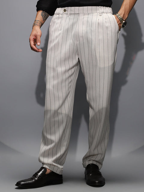 CAHOOT Lightweight - Pinstripe-Pleated Chino Trousers