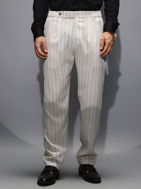 CAHOOT Lightweight - Pinstripe-Pleated Chino Trousers