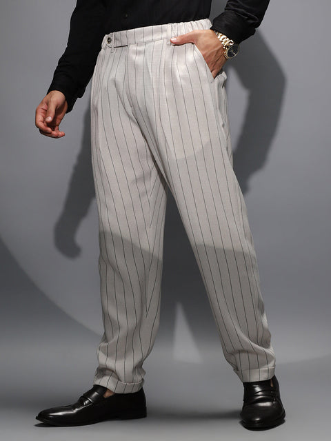 CAHOOT Lightweight - Pinstripe-Pleated Chino Trousers