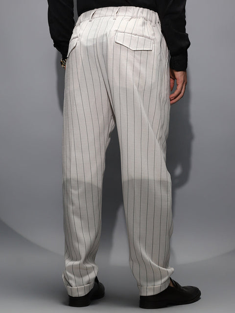 CAHOOT Lightweight - Pinstripe-Pleated Chino Trousers