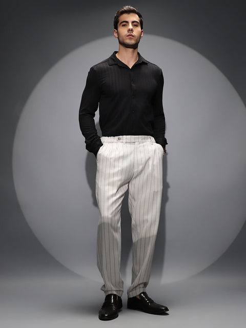CAHOOT Lightweight - Pinstripe-Pleated Chino Trousers