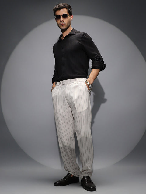 CAHOOT Lightweight - Pinstripe-Pleated Chino Trousers