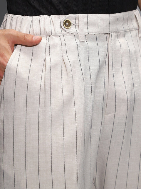 CAHOOT Lightweight - Pinstripe-Pleated Chino Trousers