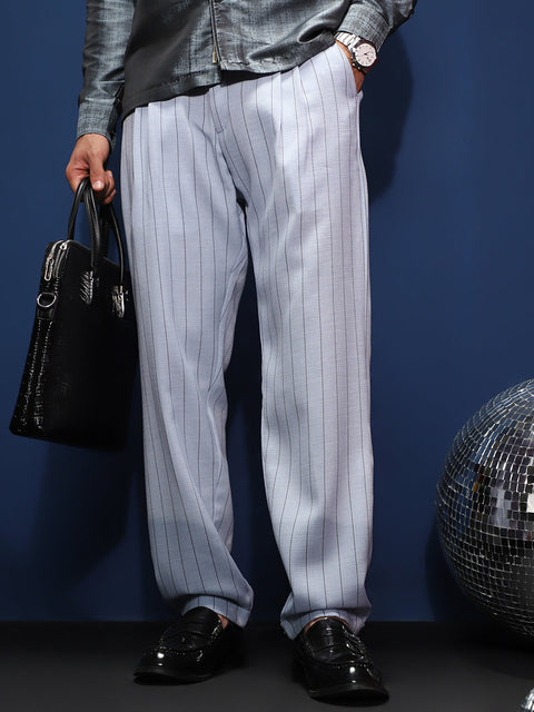 CAHOOT Lightweight - Pinstripe-Pleated Chino Trousers