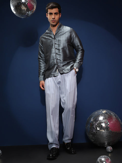 CAHOOT Lightweight - Pinstripe-Pleated Chino Trousers