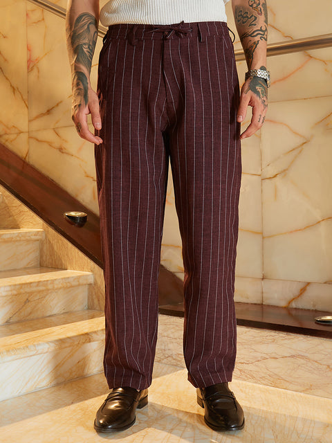 Face Card Lightweight - Pinstriped Chino Trousers