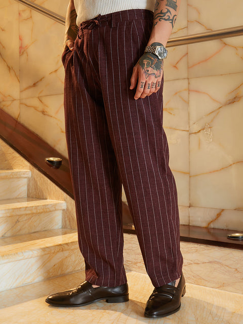 Face Card Lightweight - Pinstriped Chino Trousers