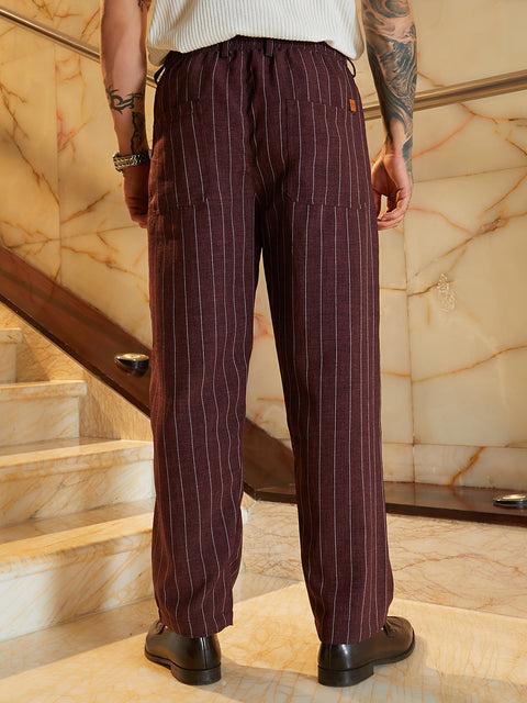Face Card Lightweight - Pinstriped Chino Trousers