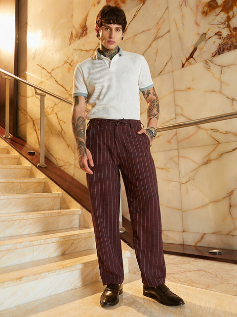 Face Card Lightweight - Pinstriped Chino Trousers