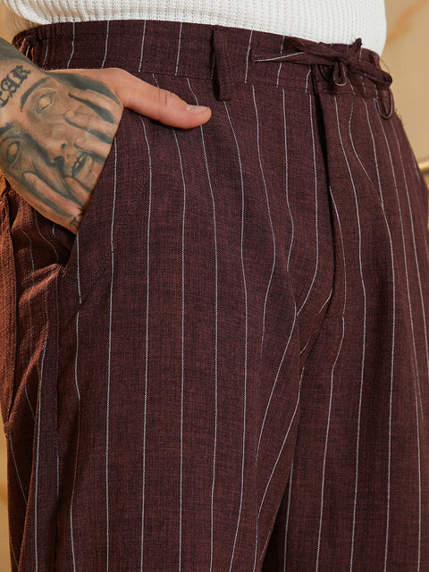 Face Card Lightweight - Pinstriped Chino Trousers