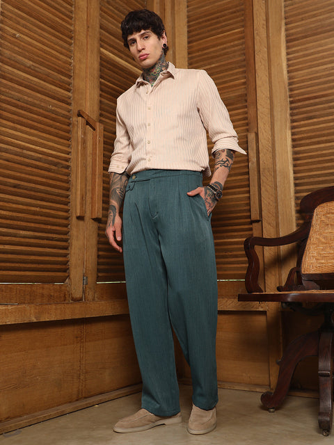 CAHOOT Pleated Extended-Button Trousers