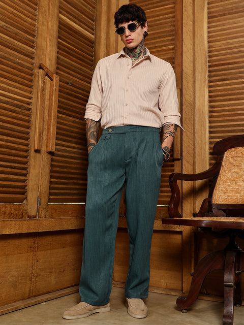 CAHOOT Pleated Extended-Button Trousers