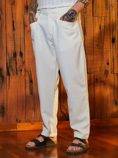 Face Card Straight Linen-Blend Trousers