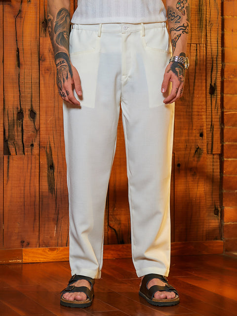 Face Card Straight Linen-Blend Trousers