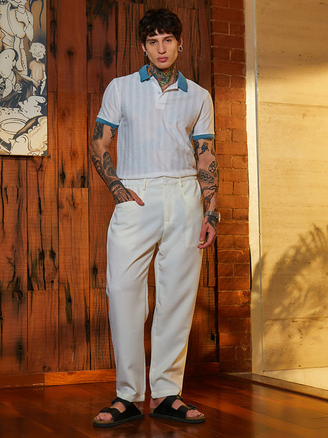 Face Card Straight Linen-Blend Trousers