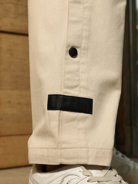 Face Card Side-Snap Straight Trousers