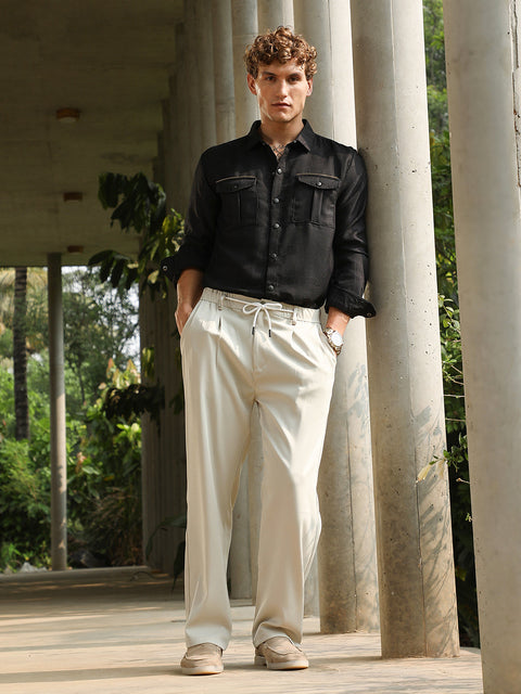Behookd Straight Pleated Trousers