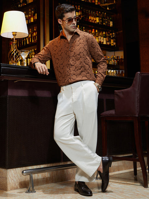 Game Face Waffle-Pleated Straight Trousers