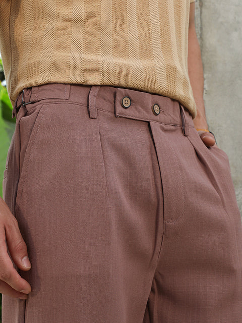 Hookd Lightweight - Mousse Brown Linen-Blend Cigarette Trousers