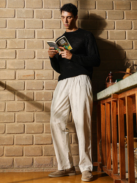 Take 2 Gazed-Imprint Relaxed Trousers