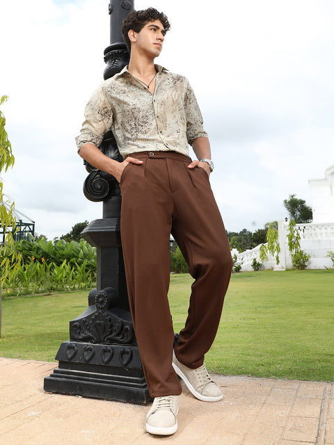 Hooked Extended-Waistband Pleated Trousers