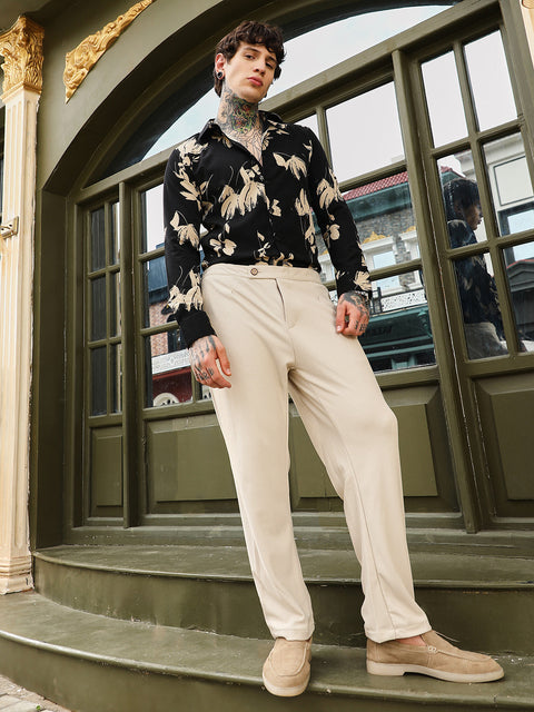 Just Be Textured Extended-Waistband Trousers