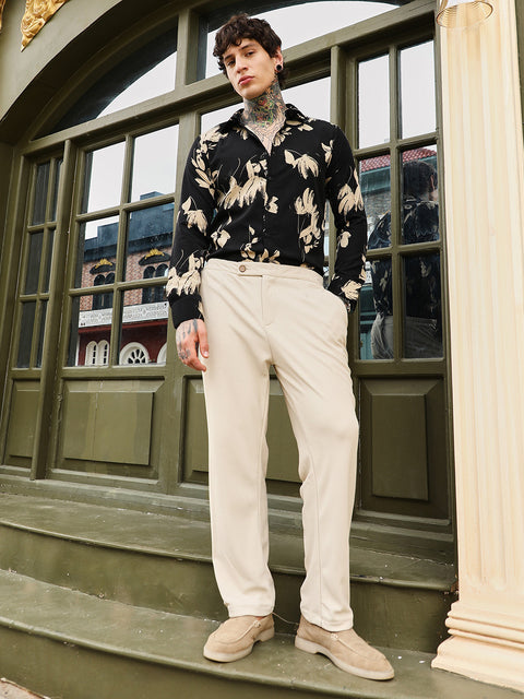 Just Be Textured Extended-Waistband Trousers