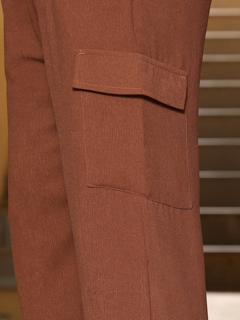 Hooked Pleated-Textured Cargo Trousers