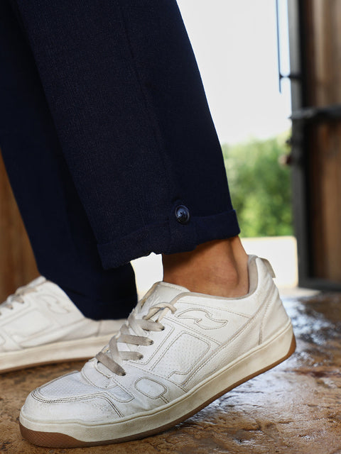 Hooked Pleated-Textured Cargo Trousers