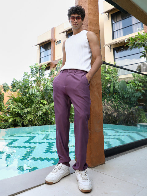 Hooked Textured-Pleated Tailored Trousers