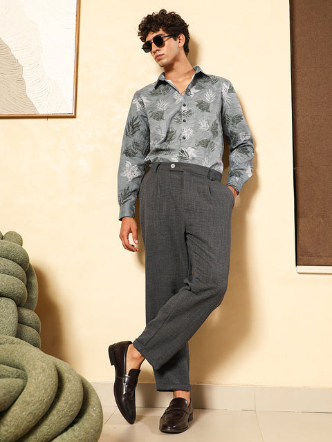OneKind Pleated-Dobby Tailored Trousers