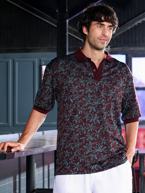 Chaos Floral-Jacquard Polo T-Shirt