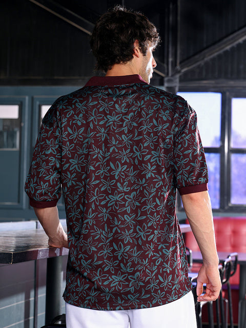 Chaos Floral-Jacquard Polo T-Shirt