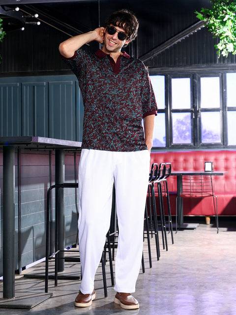 Chaos Floral-Jacquard Polo T-Shirt