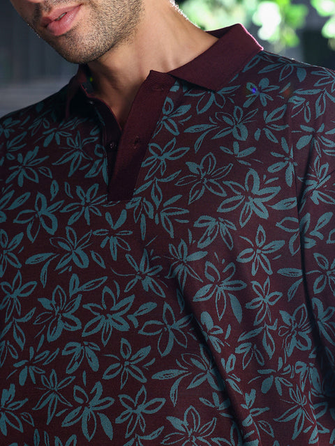 Chaos Floral-Jacquard Polo T-Shirt