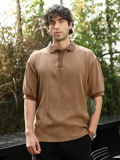 Runway Gods Textured-Knit Polo T-Shirt