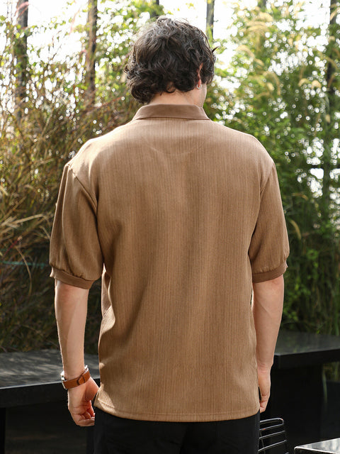 Runway Gods Textured-Knit Polo T-Shirt