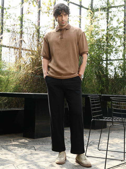 Runway Gods Textured-Knit Polo T-Shirt