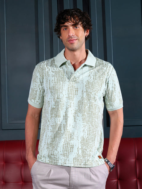 Runway Gods Abstract-Gravel Print Polo T-Shirt