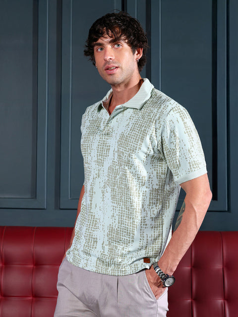 Runway Gods Abstract-Gravel Print Polo T-Shirt