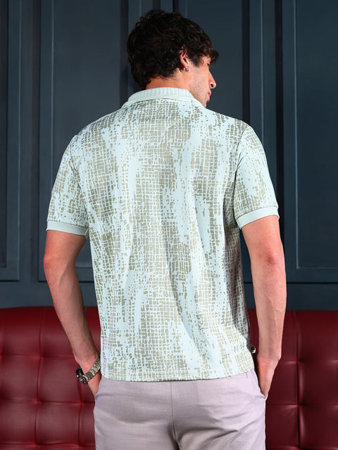 Runway Gods Abstract-Gravel Print Polo T-Shirt