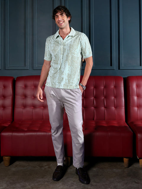 Runway Gods Abstract-Gravel Print Polo T-Shirt