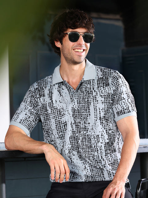 Chaos Abstract-Gravel Print Polo T-Shirt