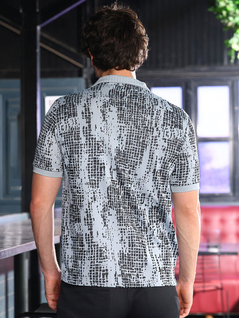 Chaos Abstract-Gravel Print Polo T-Shirt