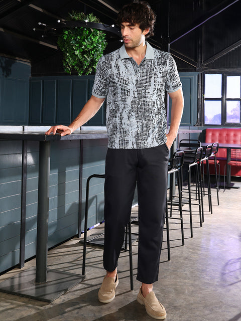 Chaos Abstract-Gravel Print Polo T-Shirt