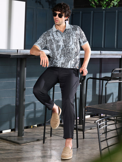 Chaos Abstract-Gravel Print Polo T-Shirt