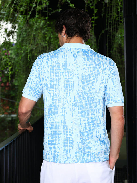 Runway Gods Abstract-Gravel Print Polo T-Shirt